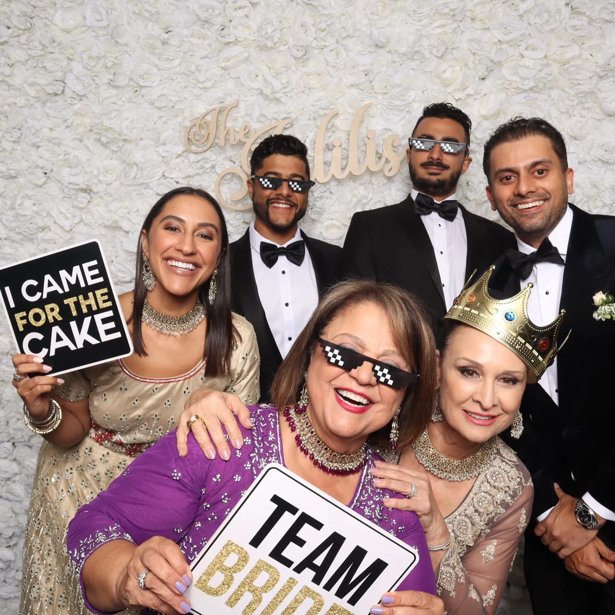 Guests posing at Clutch City luxury photo booth at Houston event